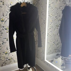 Zara Elegant Black Fur-Trimmed Coat
